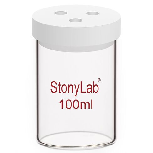 خلية التحليل الكهربائي غير محكمة الغلق بغرفة واحدة من stonylab، خلية تفاعل بسيطة ثلاثية الأقطاب الكهربائية، مجموعة الخلايا الكهروكيميائية، محلل كهربائي مع غطاء PTFE، لا يتضمن قطب كهربائي، 50 مل in Kuwait