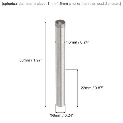 uxcell Diamond Grinding Mounted Point, 6mm 600 Fine Grits Spherical Concave Head Bead Coarse Grinding Bit for Jade Amber Stone Beeswax Glass in Kuwait