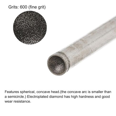 uxcell Diamond Grinding Mounted Point, 6mm 600 Fine Grits Spherical Concave Head Bead Coarse Grinding Bit for Jade Amber Stone Beeswax Glass in Kuwait