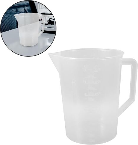 HOMSFOU 3000ml Plastic Graduated Pitcher with Graduations and Wide Mouth, Sturdy Liquid Dispenser for Lab Beakers and Measuring Containers, Easy Pouring and Cleaning for Laboratory in Kuwait
