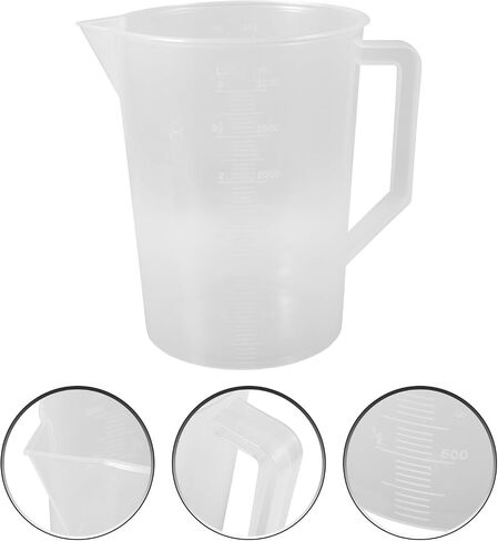 HOMSFOU 3000ml Plastic Graduated Pitcher with Graduations and Wide Mouth, Sturdy Liquid Dispenser for Lab Beakers and Measuring Containers, Easy Pouring and Cleaning for Laboratory in Kuwait