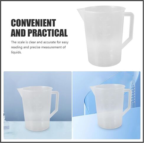 Lurrose 3000ml Plastic Graduated Measuring Pitcher with Graduations and Wide Mouth, Sturdy Design for Accurate Liquid Measurement, for Lab Experiments and Kitchen Use in Kuwait