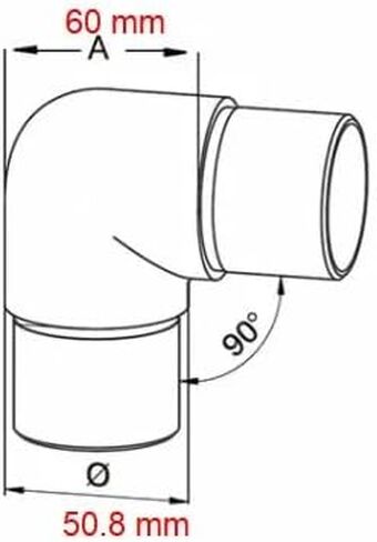 90 Degree Flush Elbow Fitting,Stainless Steel 304 Handrail Corner Elbow L Shape Tube Component for 50.8mm/2inch Bar Rail Mirror Polished- 1Pack in Kuwait