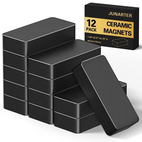 12 Pack Heavy Duty Magnets Blocks, 1 7/8" x 7/8" x 3/8" Industrial Magnets, Ferrite Blocks Magnets, Rectangular Ceramic Magnet for Crafts, DIY, Science, Tool Room, Home, Garage, Workplace in Kuwait