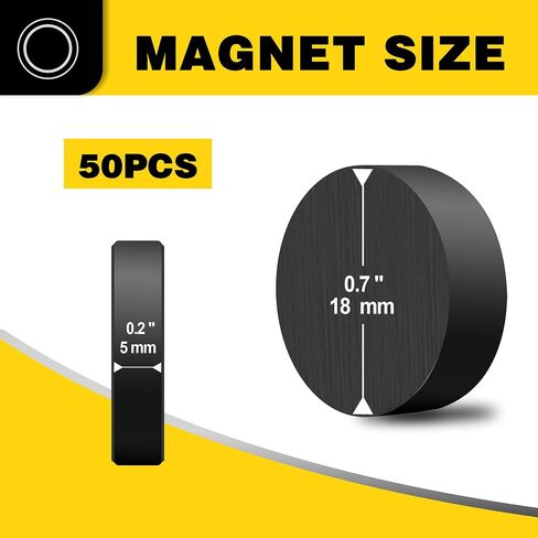 50Pcs Industrial Ceramic Magnets for Crafts, 0.7 x 0.2inch Round Disc Magnet with Adhesive Backing, Strong Black Ferrite Magnets for Refrigerator, DIY, Classroom, Science Projects, Workshop in Kuwait