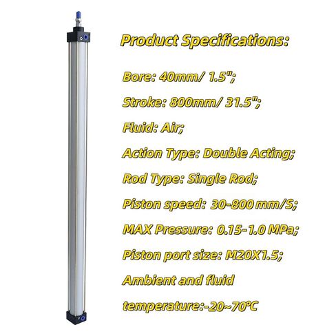 أسطوانة هوائية من الألومنيوم - SC 40 × 800 PT، أسطوانة هواء صغيرة/قياسية مع قضيب مكبس من الكروم وغطاء نحاسي، أسطوانات هواء صناعية عالية القوة مقاومة للتآكل in Kuwait
