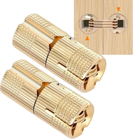 Fafeicy Polished Brass Hidden Cylindrical Hinges M12x26mm 180 Degree Opening Concealed Hinges for Jewelry Box Small Woodworking Projects in Kuwait