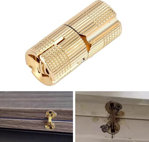Fafeicy Polished Brass Hidden Cylindrical Hinges M12x26mm 180 Degree Opening Concealed Hinges for Jewelry Box Small Woodworking Projects in Kuwait