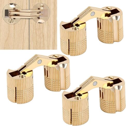 Fafeicy Polished Brass Hidden Cylindrical Hinges M12x26mm 180 Degree Opening Concealed Hinges for Jewelry Box Small Woodworking Projects in Kuwait