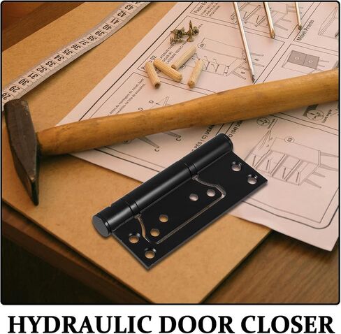 BESTYASH Heavy Duty Stainless Steel Hydraulic Door Closer Hinge with Hydraulic Buffering and Easy Installation for Cabinet and Wardrobe Doors, Modern Sleek Design Black Finish in Kuwait