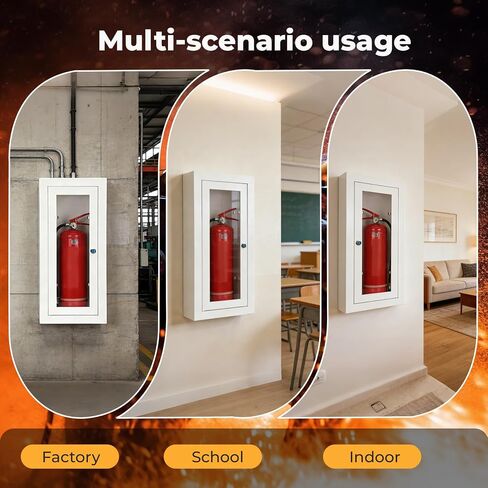 Semi-Flush Mount Fire Extinguisher Box, Decorative Fire Cabinet for 10 pounds Extinguisher Embedded Fire Extinguisher Storage Cabinet with Lock & Visible Window, for Hotel, Apartment & Office Factory in Kuwait