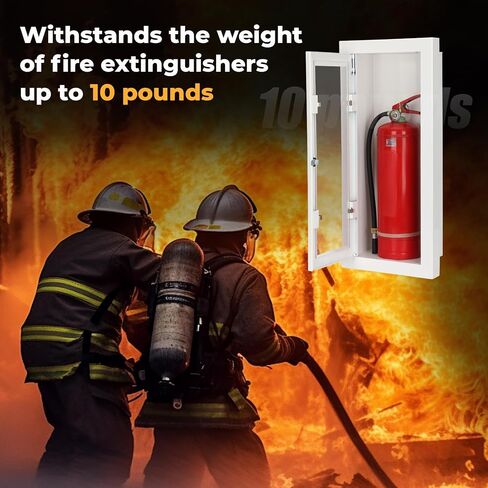 Semi-Flush Mount Fire Extinguisher Box, Decorative Fire Cabinet for 10 pounds Extinguisher Embedded Fire Extinguisher Storage Cabinet with Lock & Visible Window, for Hotel, Apartment & Office Factory in Kuwait