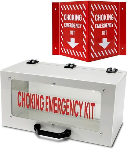 Choking Emergency Cabinet and Locator Sign Bundle, Wall-Mounted Steel Choking Device Storage Cabinet (for Storing Quick Clear Choking Device, Device Not Included) With Easily Visible Location Sign in Kuwait