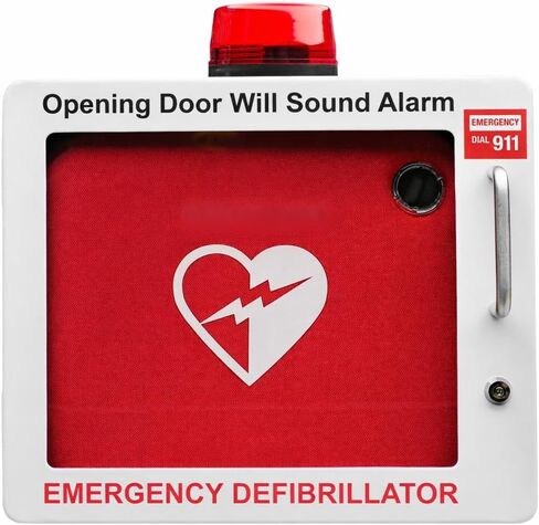 خزانة AED متوافقة مع Philips HeartStart AED - خزانة مزيل الرجفان المدمجة على الحائط مع قفل وإنذار - تتضمن أجهزة التركيب (أبيض) in Kuwait