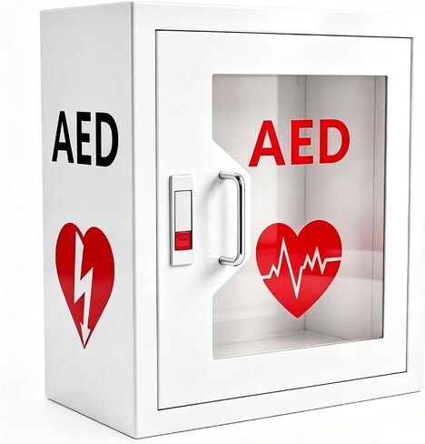 خزانة AED مثبتة على الحائط، صندوق تخزين فولاذي مع نافذة شفافة وقفل سريع، مناسب لجميع العلامات التجارية بالدرهم الإماراتي، 14.2 بوصة عرض × 7.1 بوصة عمق × 15.7 بوصة ارتفاع in Kuwait
