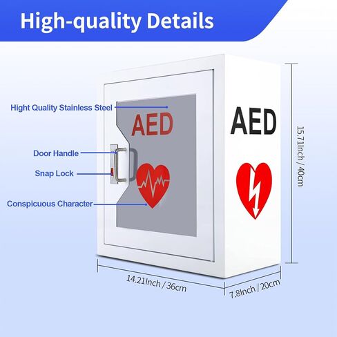 خزانة AED مثبتة على الحائط، صندوق تخزين فولاذي مع نافذة شفافة وقفل سريع، مناسب لجميع العلامات التجارية بالدرهم الإماراتي، 14.2 بوصة عرض × 7.1 بوصة عمق × 15.7 بوصة ارتفاع in Kuwait