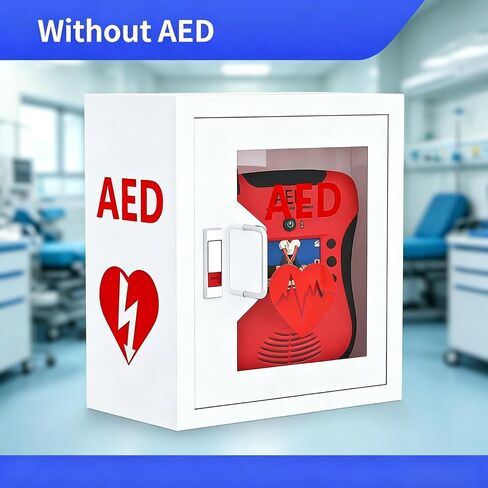 خزانة AED مثبتة على الحائط، صندوق تخزين فولاذي مع نافذة شفافة وقفل سريع، مناسب لجميع العلامات التجارية بالدرهم الإماراتي، 14.2 بوصة عرض × 7.1 بوصة عمق × 15.7 بوصة ارتفاع in Kuwait