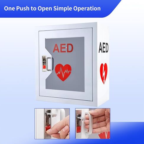 خزانة AED مثبتة على الحائط، صندوق تخزين فولاذي مع نافذة شفافة وقفل سريع، مناسب لجميع العلامات التجارية بالدرهم الإماراتي، 14.2 بوصة عرض × 7.1 بوصة عمق × 15.7 بوصة ارتفاع in Kuwait