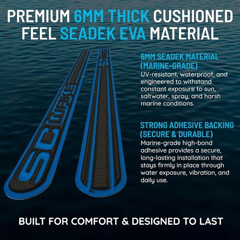 PWC Gunnel Pads - 6MM Thick SeaDek PE/EVA Foam Non-Slip Traction Mat - Embossed or Brushed Texture Marine Grade Self-Adhesive Personal Watercraft & Jet Ski Gunnel Mats - Multiple Sizes in Kuwait