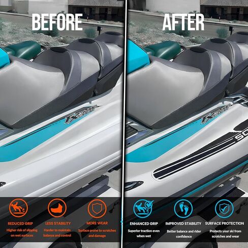 PWC Gunnel Pads - 6MM Thick SeaDek PE/EVA Foam Non-Slip Traction Mat - Embossed or Brushed Texture Marine Grade Self-Adhesive Personal Watercraft & Jet Ski Gunnel Mats - Multiple Sizes in Kuwait