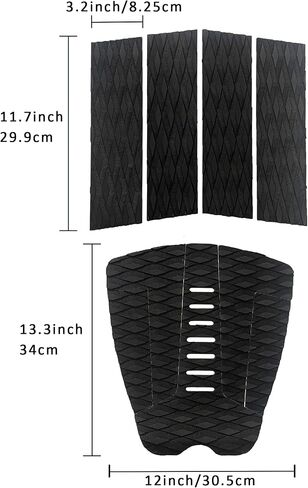 Surfboard Traction Pads Set, 9 Pieces EVA Pads for Front and Back, Adjustable with 3 Adhesive, Fits All Board Sizes (Black) in Kuwait