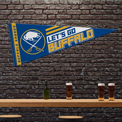 راية ديكور حائط من اللباد مقاس 30.48 سم × 76.2 سم من Rico Industries NHL Hockey Buffalo Sabers 2026 Playoff - رائعة للمنزل/غرفة النوم/ديكور كهف الرجل in Kuwait