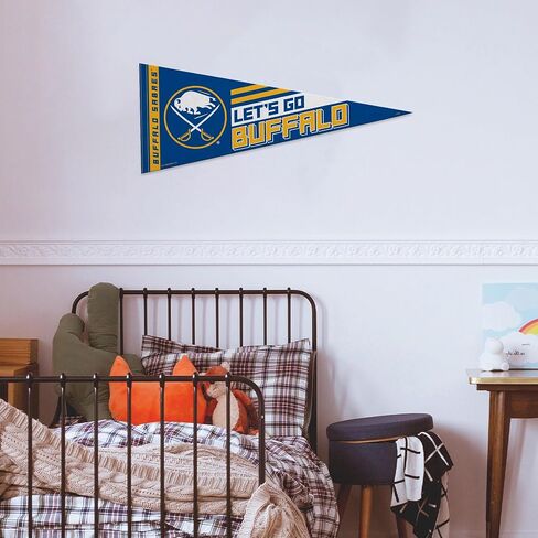 راية ديكور حائط من اللباد مقاس 30.48 سم × 76.2 سم من Rico Industries NHL Hockey Buffalo Sabers 2026 Playoff - رائعة للمنزل/غرفة النوم/ديكور كهف الرجل in Kuwait