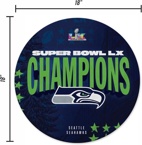 Rico Industries NFL Football Seattle Seahawks 2026 Super Bowl LX Champions Shape Cut Pennant - Home and Living Room Décor - Soft Felt EZ to Hang in Kuwait