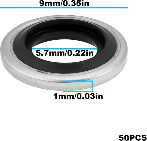 SING F LTD 50Pcs M5 Bonded Seal Washers Nitrile Sealing Washer 5.7x9x1mm for Car in Kuwait