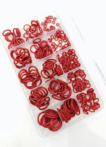Silicone Rubber O-Ring Combination kit 225 Pieces (red) | 15 size metric VMQ sealing gasket set in Kuwait