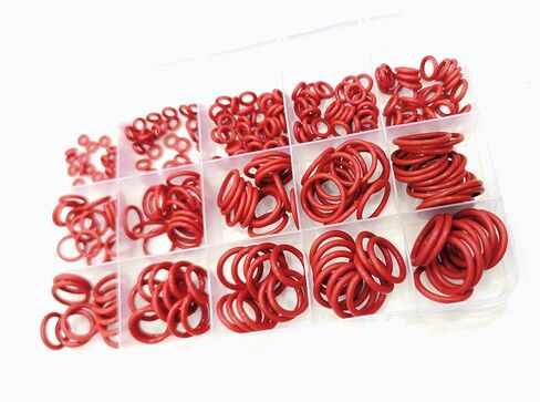Silicone Rubber O-Ring Combination kit 225 Pieces (red) | 15 size metric VMQ sealing gasket set in Kuwait