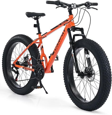 20/24 inch Fat Tire Mountain Bike for Teen, Outdoor Cycling Bike with 7-Speed, High Carbon Steel Frame, Dual Disc Brake, Wide Tires, Suspension Fork, Anti-Slip Bikes in Kuwait