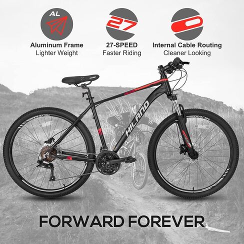 HILAND 27.5 inch Mountain Bike 21 Speeds, Lock-Out Suspension Fork, Aluminum Frame Hydraulic Disc-Brake for Men Women Mens MTB Bicycle Adlut Bike in Kuwait