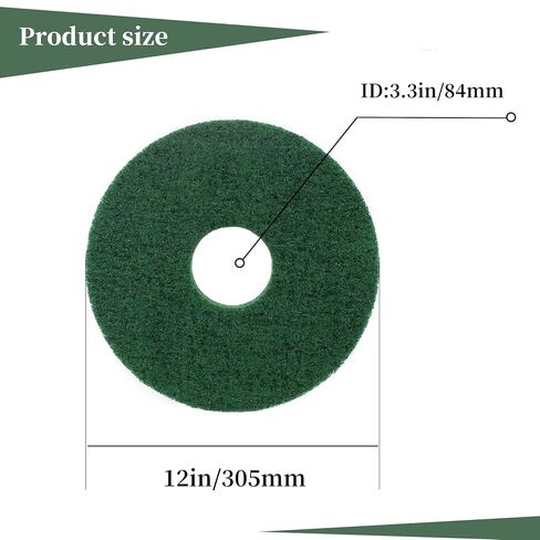 12" Green Medium Abrasive Floor Pad (2pcs) for Oreck ORB550MC Orbiter Floor Machine, Ideal for Stone, Glass, Tile, Unfinished Concrete, Terrazzo and Vinyl in Kuwait