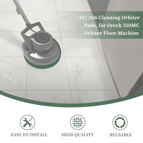 12" Green Medium Abrasive Floor Pad (2pcs) for Oreck ORB550MC Orbiter Floor Machine, Ideal for Stone, Glass, Tile, Unfinished Concrete, Terrazzo and Vinyl in Kuwait