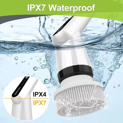WKY-Electric Spin Scrubber - منظف دش مقاوم للماء 10 في 1 IPX7، مقبض قابل للسحب وسرعتان للمرحاض والحمام وحوض الاستحمام وأرضيات البلاط in Kuwait