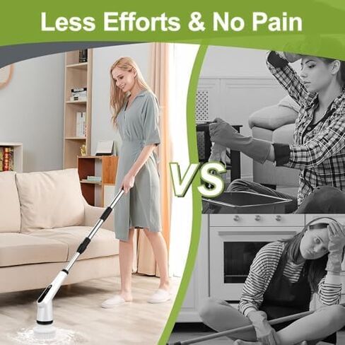 WKY-Electric Spin Scrubber - منظف دش مقاوم للماء 10 في 1 IPX7، مقبض قابل للسحب وسرعتان للمرحاض والحمام وحوض الاستحمام وأرضيات البلاط in Kuwait