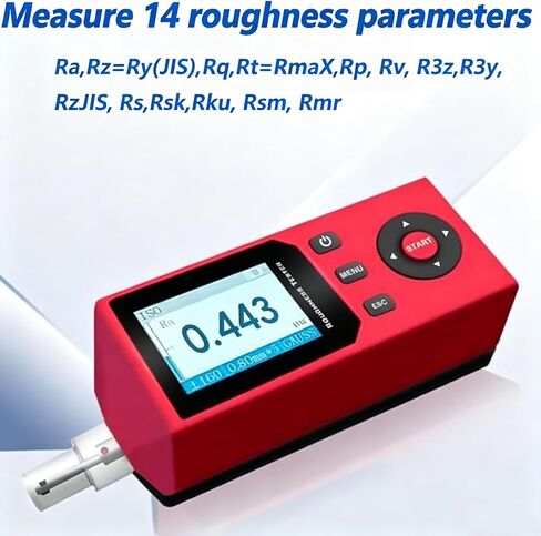 Handheld Surface Roughness Tester, Digital Roughness Gauge Profilometer with 5µm Diamond Inductive Probe, 0.001 µm Resolution, 14 Parameters, for Machining Metal Quality Control in Kuwait