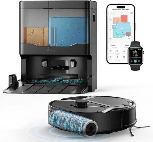 Lefant Robot Vacuum and Mop, 20000Pa Strong Suction, Self-Cleaning Roller Mop with Auto Drying, LiDAR Navigation & Obstacle Avoidance, Tangle-Free Pet Hair, Slim, 800ml Dustbin, 5G WiFi, M210 Pro OMNI in Kuwait