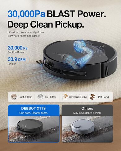 ECOVACS DEEBOT X11S PRO Omni Robot Vacuum and Mop، 30000Pa، TrueEdge Roller Mopping، محطة Omni للتنظيف بدون جهد، شحن سريع لمدة 3 دقائق للمنزل الكبير، ZeroTangle، تجنب الذكاء الاصطناعي، وكيل YIKO in Kuwait