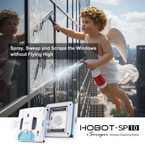 روبوت تنظيف النوافذ HOBOT-SP10 iScraper، كشط الرذاذ، شفط 6000 باسكال، تطبيق + جهاز تحكم عن بعد، زجاج مؤطر/بدون إطار، للاستخدام الداخلي/الخارجي in Kuwait
