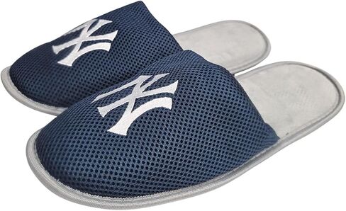Mens MLB Team Logo Mesh House Shoes Slide-On Slippers in Kuwait