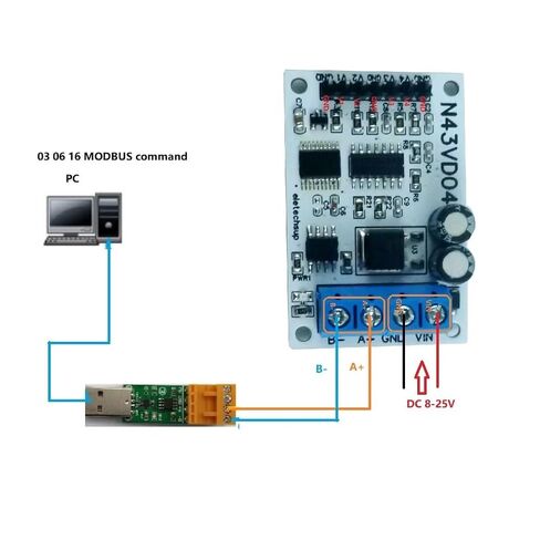 وحدة الإدخال التناظرية ذات 4 قنوات 4-20mA 0-10V RS485 Modbus RTU ADC للحصول على البيانات لـ PLC (0-5V) in Saudi Arabia