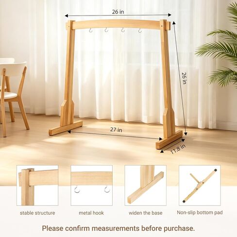 Wooden Wind Chime Stand & Gong Stand for 14 Inch Gong or 4 Koshi Chimes, Portable Tabletop Display Stand for Meditation, Sound Healing, Yoga Studio, Indoor Use with Base in Saudi Arabia