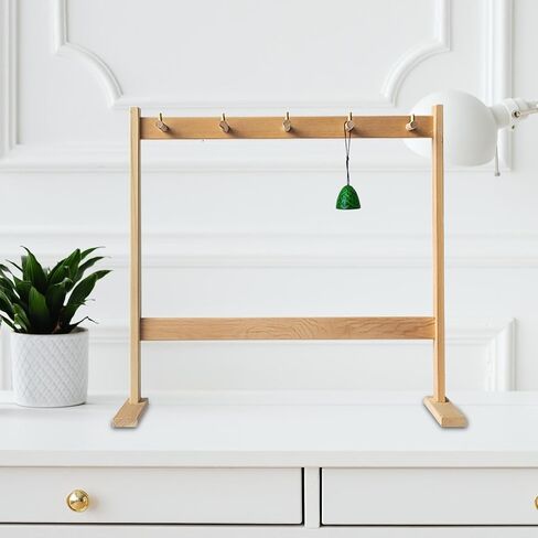 Chime Stand Gong Stand Decorative Wooden Holds 5 Chimes Display Rack for Desktop in Kuwait