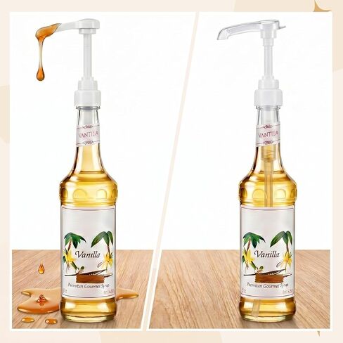 Nuogo Coffee Syrup Pumps with Tip Covers Only Compatible with Monin 750ml (25.4 Fl Oz) Glass Bottles Flavor Syrup Pump Dispenser for Dirty Soda Bar Supplies, Food Safe Material in Kuwait
