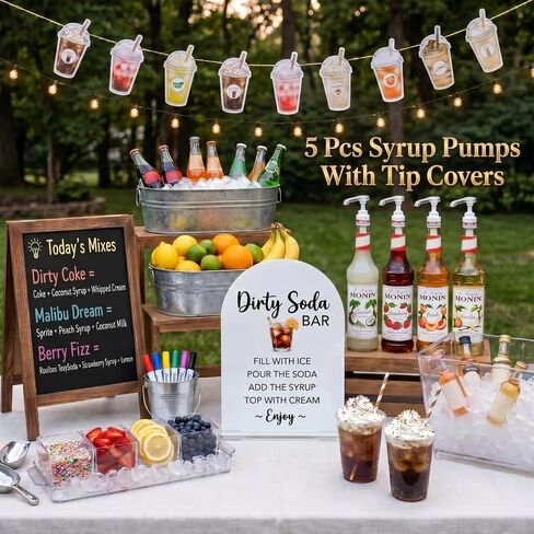 Nuogo Coffee Syrup Pumps with Tip Covers Only Compatible with Monin 750ml (25.4 Fl Oz) Glass Bottles Flavor Syrup Pump Dispenser for Dirty Soda Bar Supplies, Food Safe Material in Kuwait