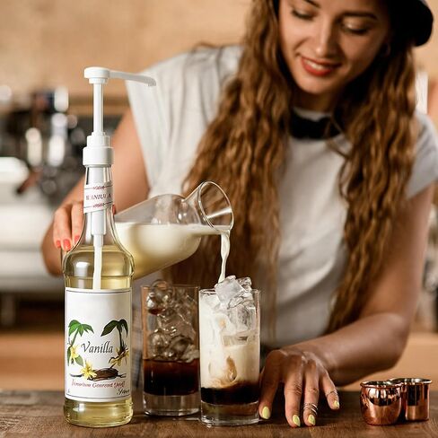 Nuogo Coffee Syrup Pumps with Tip Covers Only Compatible with Monin 750ml (25.4 Fl Oz) Glass Bottles Flavor Syrup Pump Dispenser for Dirty Soda Bar Supplies, Food Safe Material in Kuwait