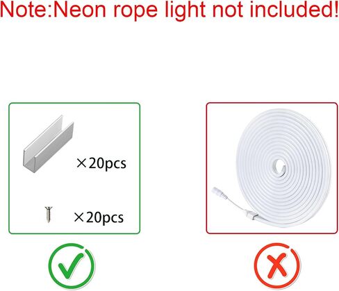 neon Rope Light Clips 20 - Piece High - Quality Aluminum Neon Light Clips Kit Made of Durable Aluminum, Waterproof for Outdoor use, and Easy to Install Perfect for DIY neon Signs in Kuwait