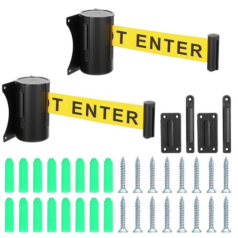 cobee 2 Pack Wall Mount Retractable Belt Barrier, 16 Ft Crowd Control Barrier with Steel Case Yellow Nylon Belt with "Caution: DO NOT Enter" Sign for Retail Office Home School in Kuwait